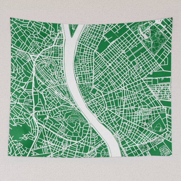 Item preview, Budapest Map - Green designed and sold by CartoCreative.