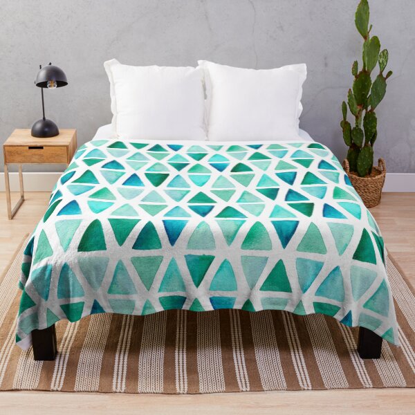 Item preview, Geometric Triangle in Watercolor Blue Green Hues. Beautiful Awesome Pattern Design designed and sold by KaylaStudio.