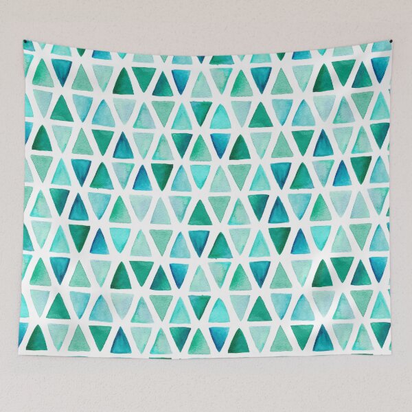 Item preview, Geometric Triangle in Watercolor Blue Green Hues. Beautiful Awesome Pattern Design designed and sold by KaylaStudio.