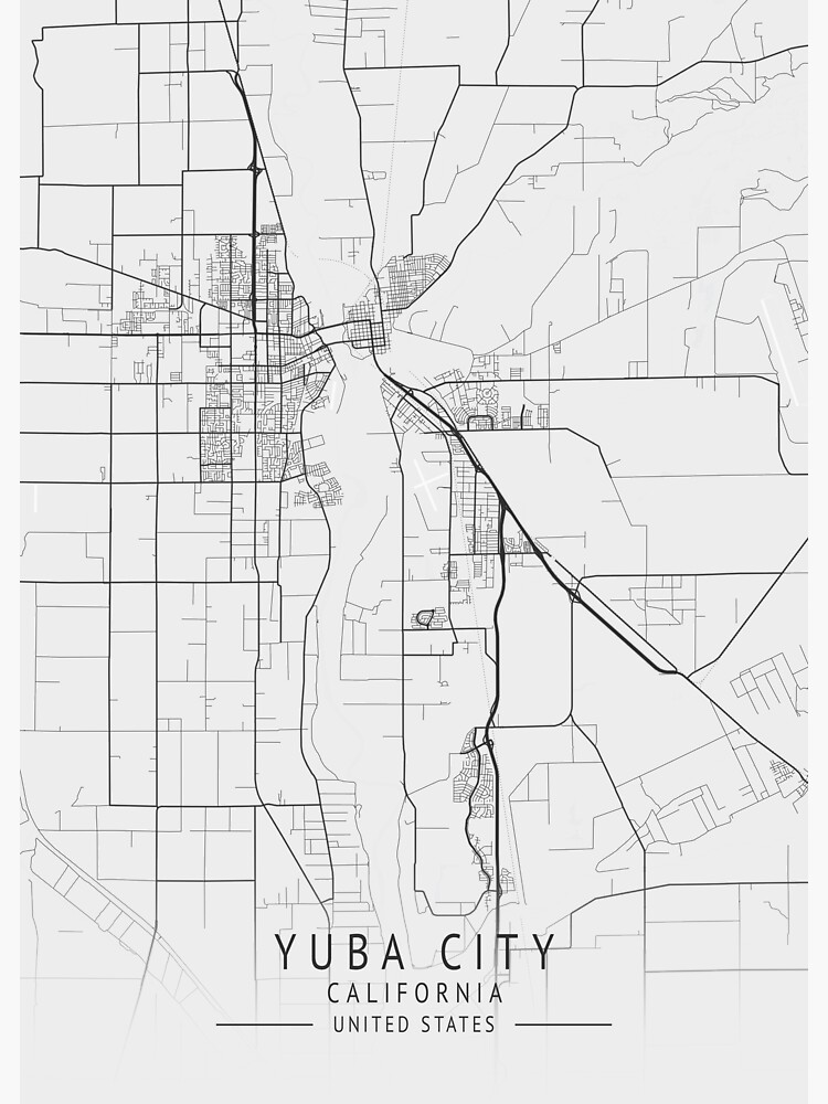 "Yuba City California US Gray City Map" Sticker for Sale by