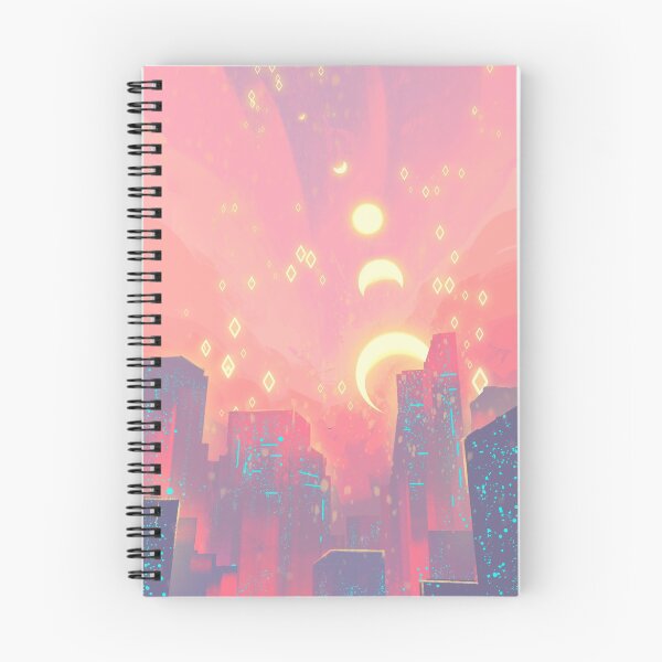 Aperçu de l'œuvre Esthétique Cyberpunk bâtiments lune ciel étoiles créée et vendue par Argodeon.
