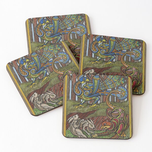 Item preview, Peacock, Lioness and Hares. Acrylic ink, pen on 21 x 28cm Bristol paper designed and sold by crowleyronan123.