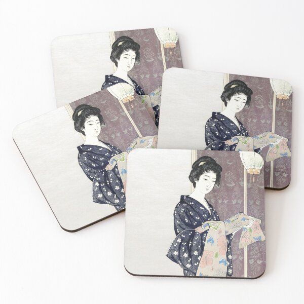 Item preview, Young woman in a summer kimono by Goyō Hashiguchi designed and sold by Japaneseartsoul.