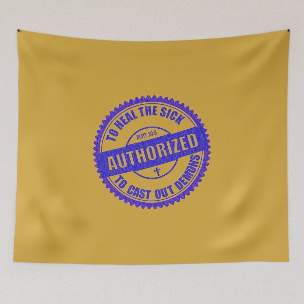Item preview, AUTHORIZES TO HEAL THE SICK TO CAST OUT DEMONS (Blue stamp design) designed and sold by Warih.
