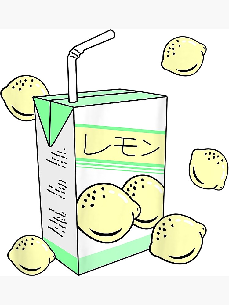 "Japanese Lemon Juice Box 90s Aesthetic Pastel Otaku" Poster by