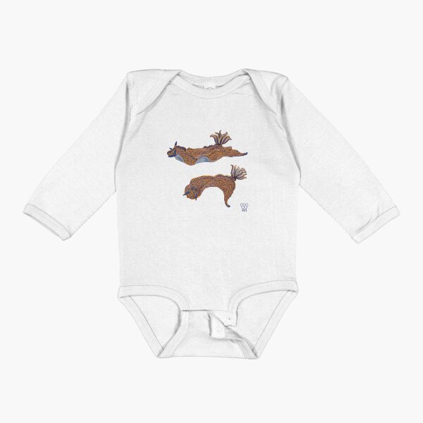 Blue and Orange Nudibranch Long Sleeve Baby One-Piece