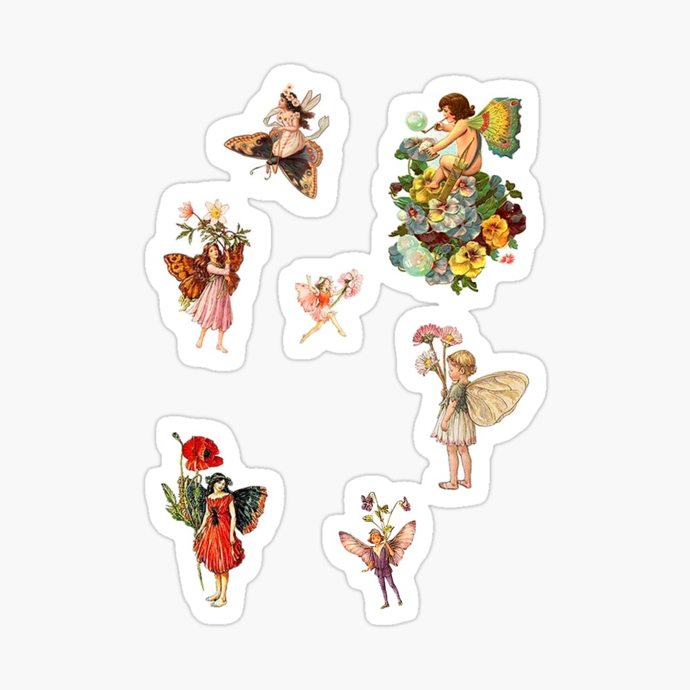 Flower Fairy Sticker Pack - Vintage Fairies Set Sticker for Sale by  elevens