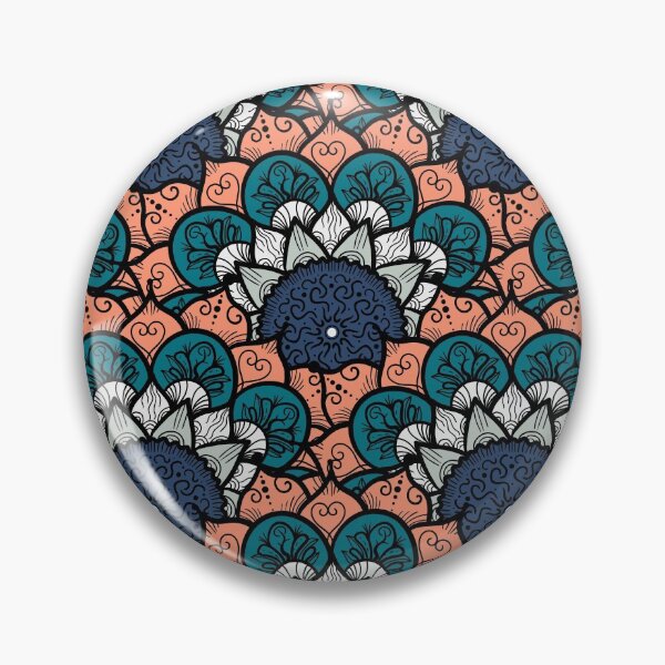 Item preview, Blue White and Orange Floral Turkish Ornament Art - Flower Pattern designed and sold by GoldenZodiac888.