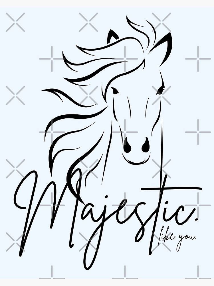 Thumbnail 2 of 2, Art Board Print, Classic White & Black "Majestic ... like you" Horse designed and sold by DesignsbyEH.
