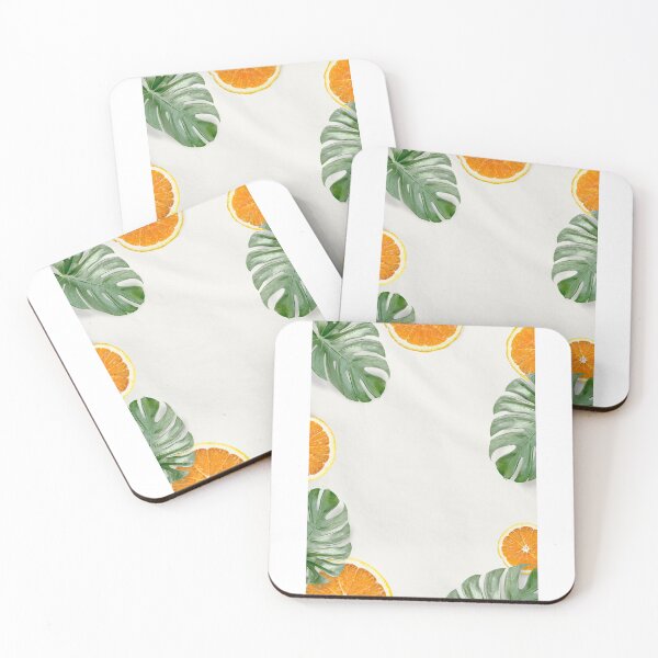 Item preview, Green Monstera leaves and orange background designed and sold by Priya Mishra.
