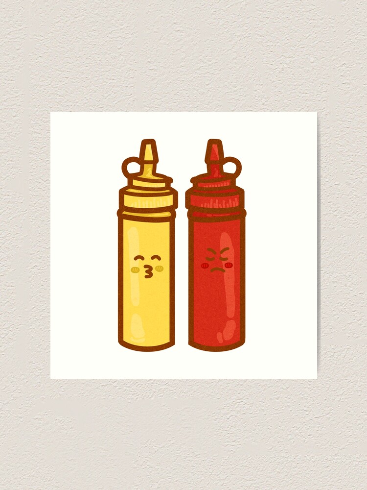 "Funny Mustard And Ketchup Emoji Illustration" Art Print for Sale by