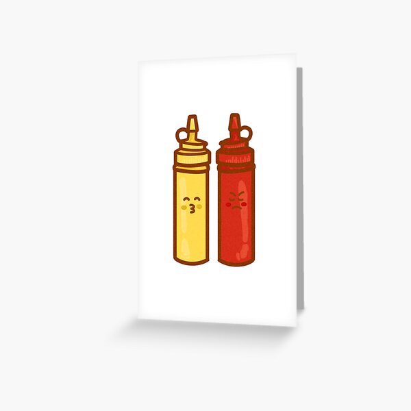 "Funny Mustard And Ketchup Emoji Illustration" Greeting Card by crizzysketch Redbubble