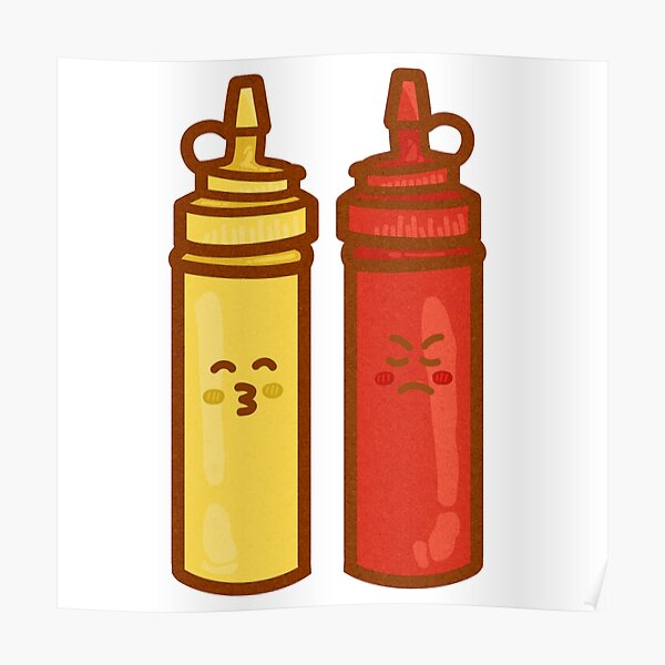 "Funny Mustard And Ketchup Emoji Illustration" Poster for Sale by