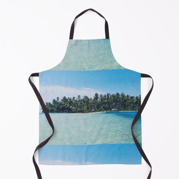 Item preview, Distant view of a boat moored at an island covered with tropical trees. designed and sold by Priya Mishra.
