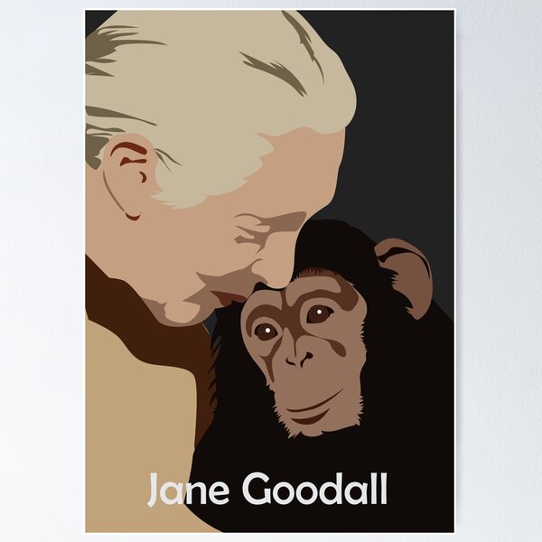 Item preview, Jane Goodall Poster Art Chimpanzee, female scientist, science poster, classroom decor, feminist art print, Steminist, stem art, stem women, animal rights designed and sold by GalleryArtField.