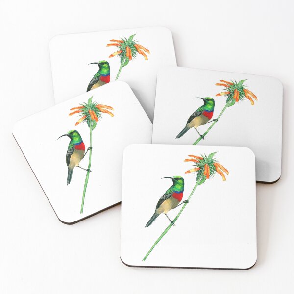Item preview, Beautiful watercolor sunbird on lions tail / wild dagga plant designed and sold by CarolineJordaan.