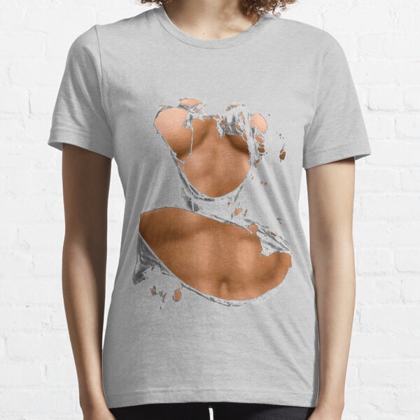 Big Boobs Sexy Stomach Pack Abs T-shirt Women's Short Sleeve