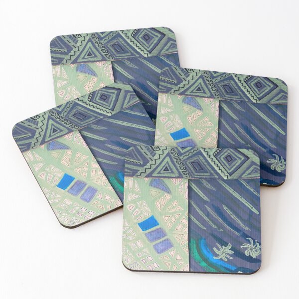 Item preview, BlueGreen Cardboard Collage designed and sold by -poetess-.