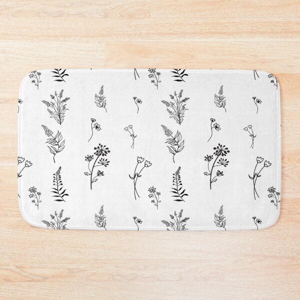 Item preview, Black Wild Flower Botanical Floral Pattern  designed and sold by HappyTees Lab.