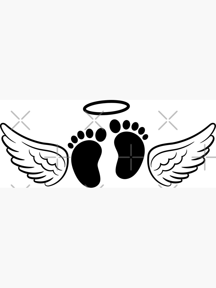 "Baby Footprints with Angel Wings and Halo, Baby Memorial, Infant Loss