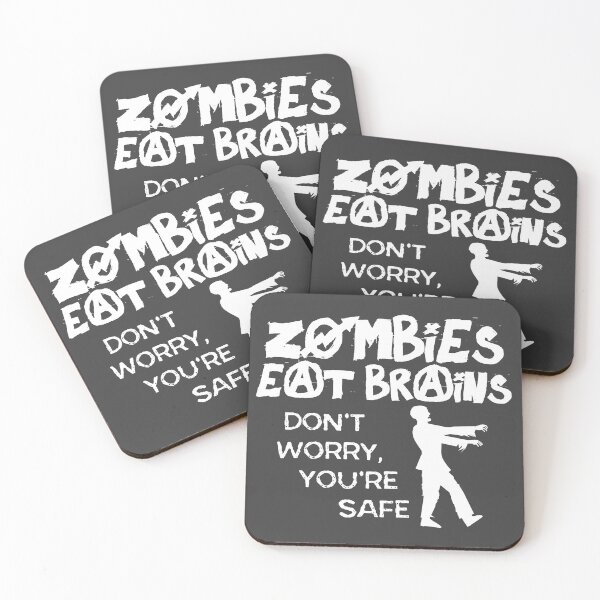 Item preview, Zombies eat brains - don't worry, you're safe funny (white) designed and sold by SolidEarthArt.