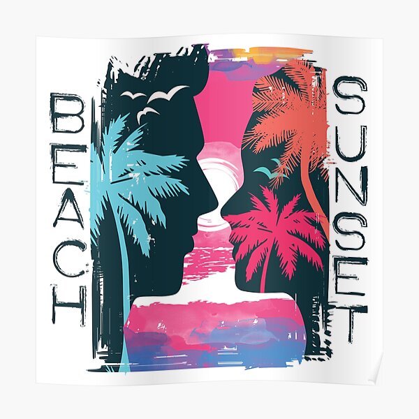 Sunset Beach Hawaii Poster By Graphistewell Redbubble