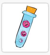 Viruses in test tube. Vector Illustration of funny viruses. Sticker