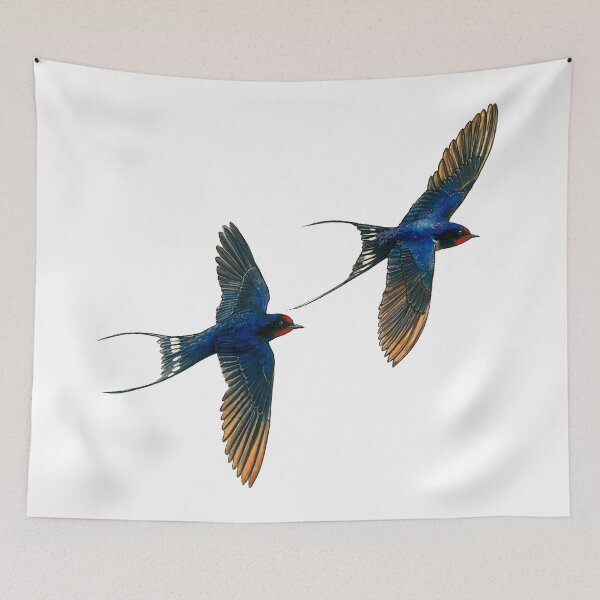 Item preview, Two beautiful Watercolor Barn swallows flying designed and sold by CarolineJordaan.