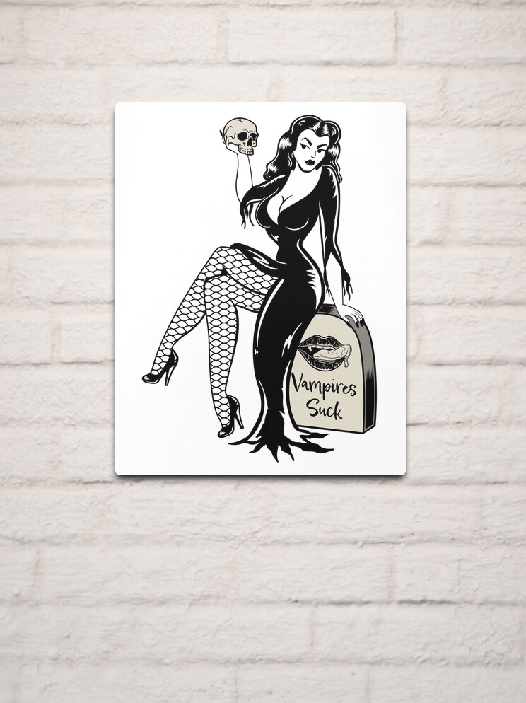 Gothabilly Retro Pinup Girl Vampires Suck  Metal Print for Sale