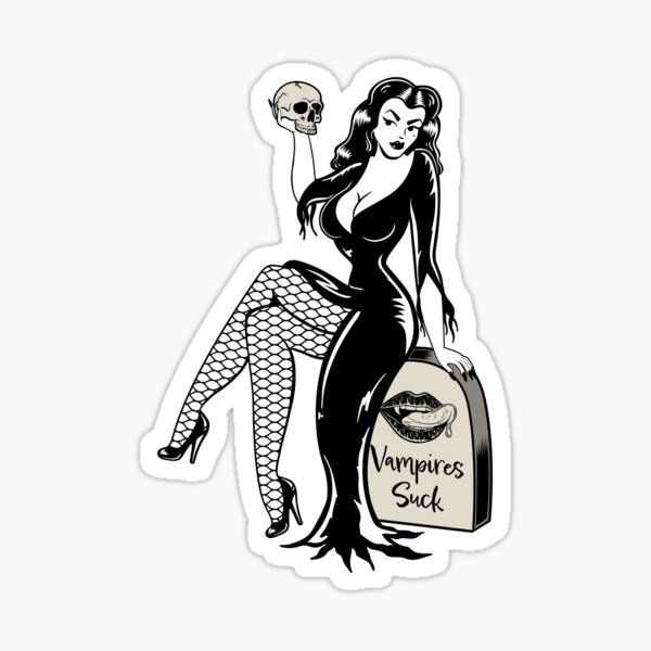 Gothabilly Retro Pinup Girl Vampires Suck Sticker
