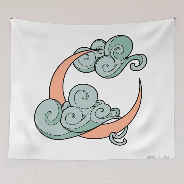 Item preview, Minimalistic Art Nouveau Clouds and Moon designed and sold by Bekka Luna.