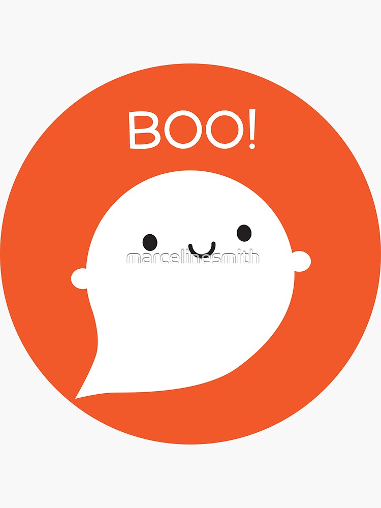 Thumbnail 3 of 3, Sticker, Boo! Kawaii Halloween Ghost designed and sold by marcelinesmith.