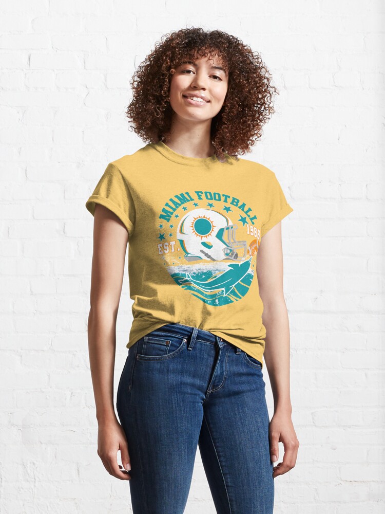 Miami Est 1966 Football Helmet Novelty Dolphin Sports Classic T