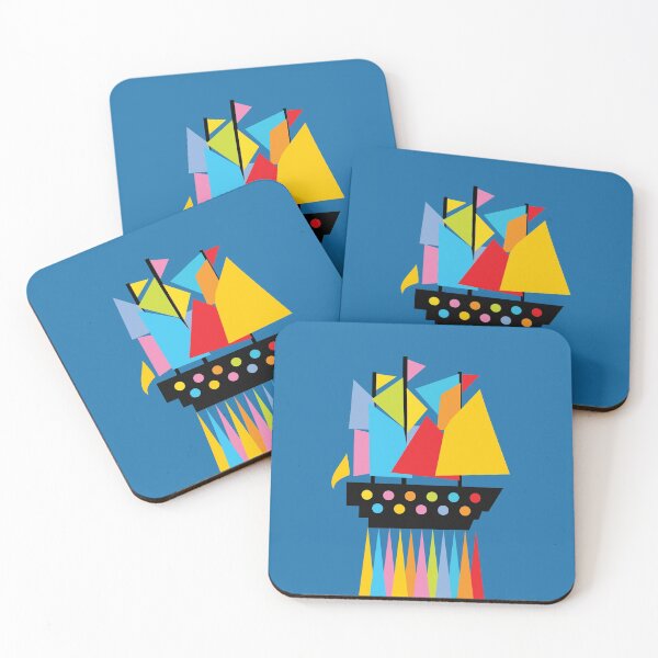 Item preview, Colorful Full-Rigged Pirate Ship Sailing Night designed and sold by Anna Lemos.