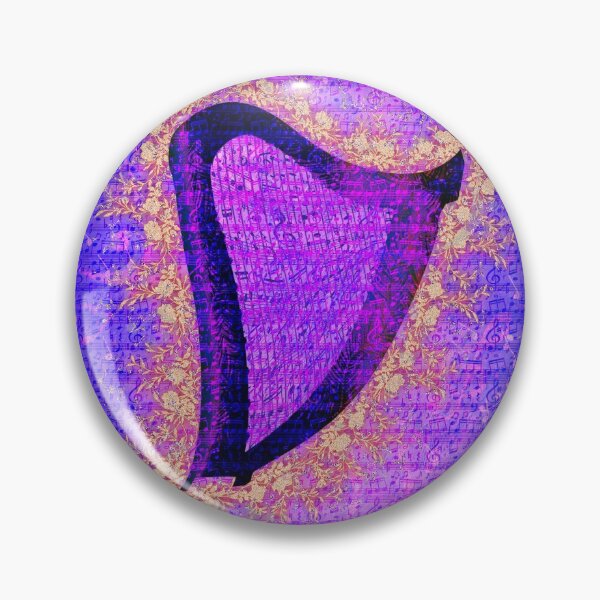 Item preview, Colourful Engraved harp with gold flowers and a flower music background designed and sold by Only1helen.