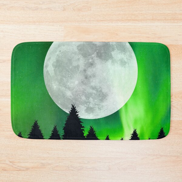 Item preview, Moon in the forest Northern Lights Night Sky designed and sold by Shawa Shop.