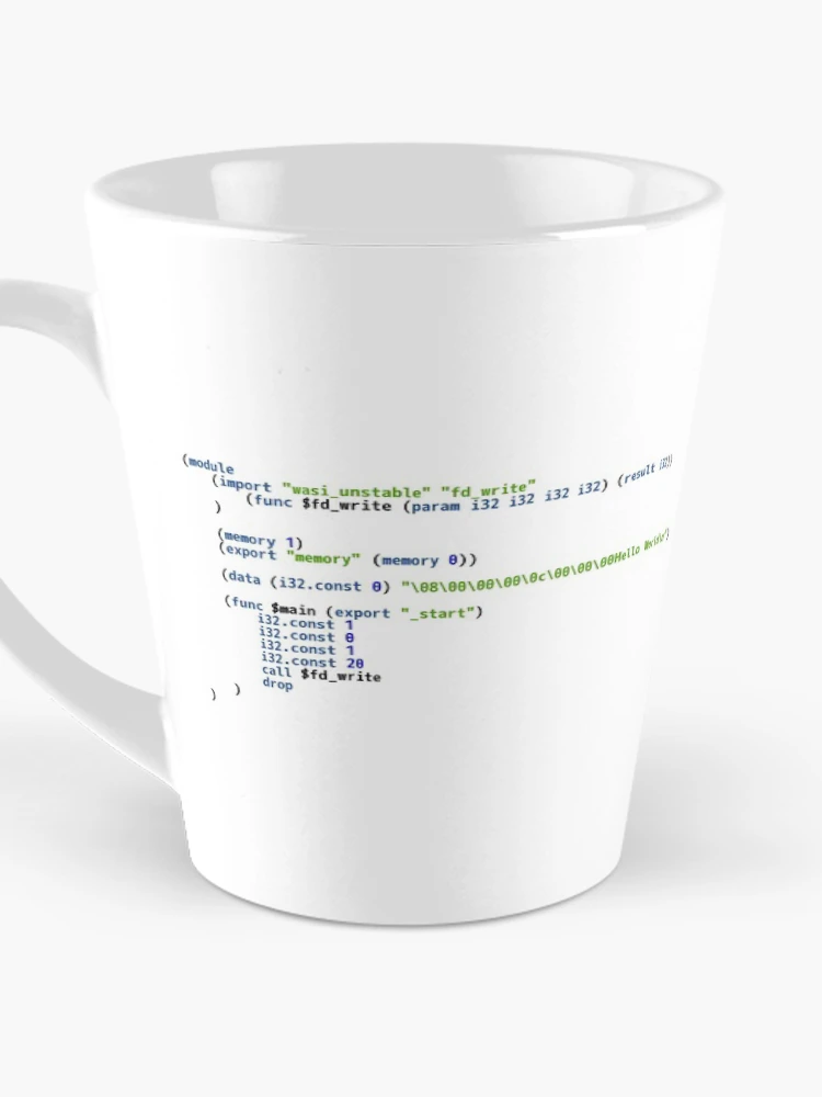 Thumbnail 3 of 4, Coffee Mug, Hello World WebAssembly Code - Light Syntax Scheme Coder Design designed and sold by geeksta.