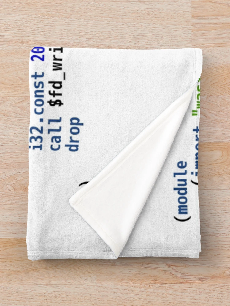 Thumbnail 3 of 6, Throw Blanket, Hello World WebAssembly Code - Light Syntax Scheme Coder Design designed and sold by geeksta.