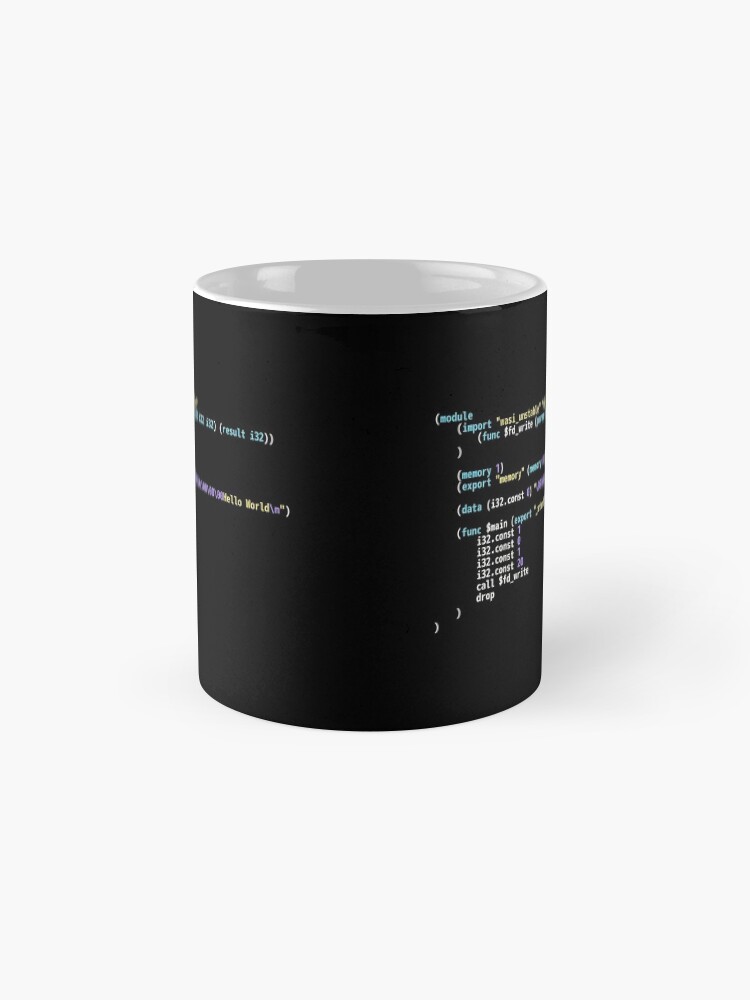 Alternate view of Hello World WebAssembly Code - Dark Syntax Scheme Coder Design Mug