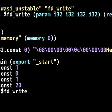 Artwork thumbnail, Hello World WebAssembly Code - Dark Syntax Scheme Coder Design by geeksta