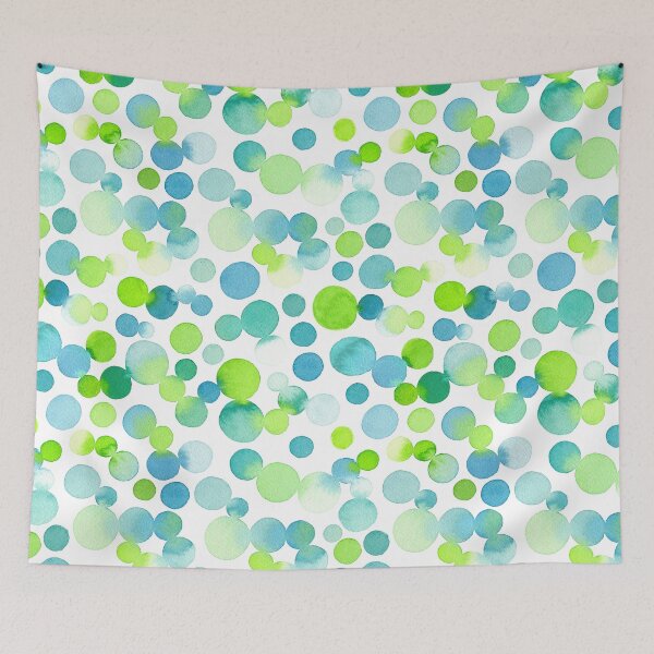 Item preview, Circular Watercolor Blue Green Blobs in Seamless Pattern Design designed and sold by KaylaStudio.