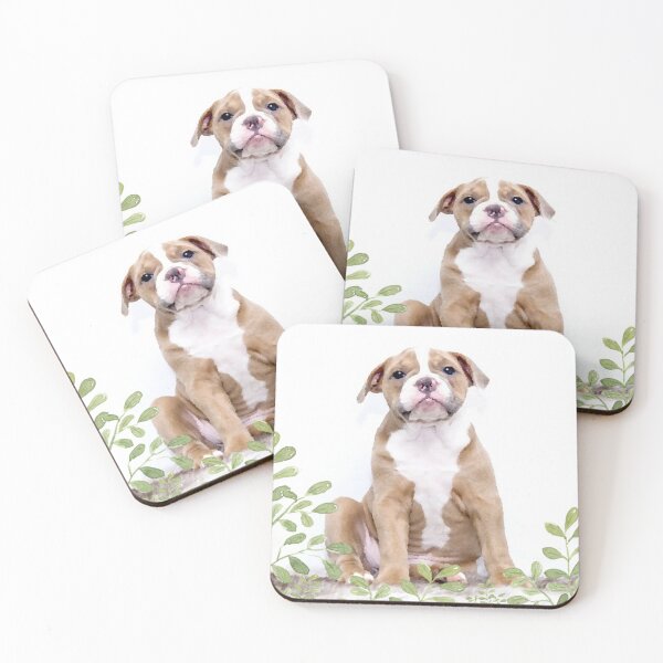 Item preview, Bulldog Cross Staffie Puppy Mixed Media Design designed and sold by OByD.