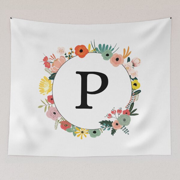 Item preview, Letter P Monogram with Flowers designed and sold by ShirleyDee.