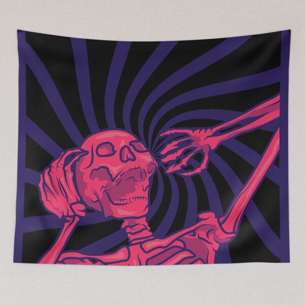 Item preview, dark skeleton on coo hypnotic background scary and spooky  designed and sold by Half Mess.