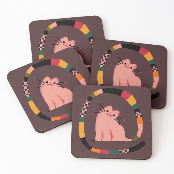 Item preview, Pink cat with colorful tail designed and sold by holaholamariela.