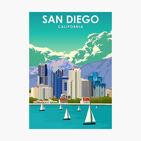 Item preview, San Diego California Vintage Minimal Travel Poster designed and sold by Stadify.
