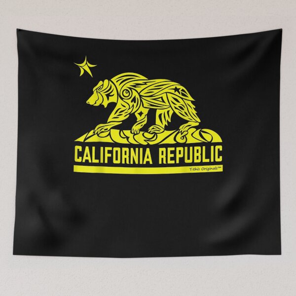 Item preview, California Republic Flag Tribal Grizzly Bear Yellow Print Ii designed and sold by robinxam.