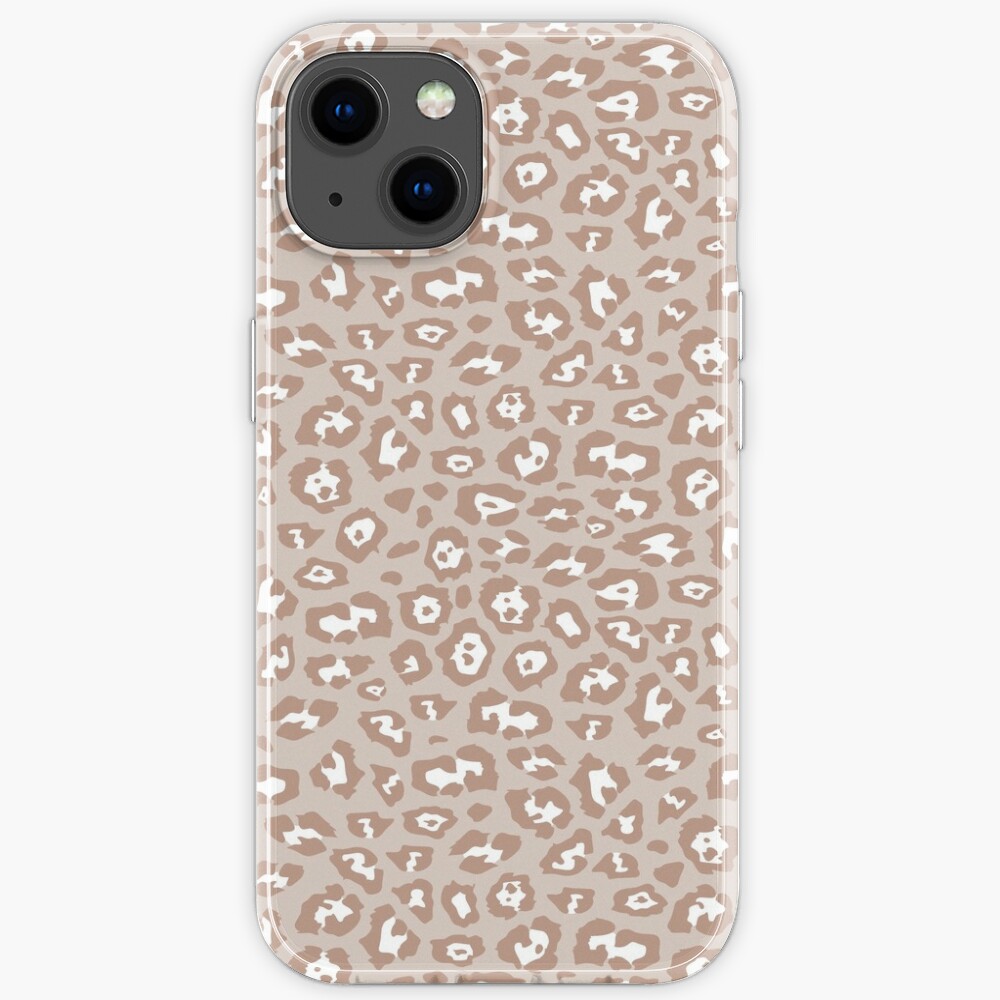 Beige Tan White Leopard Print Pattern iPhone Case