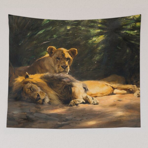 Item preview, Lion Couple by Wilhelm Kuhnert designed and sold by academic-art.