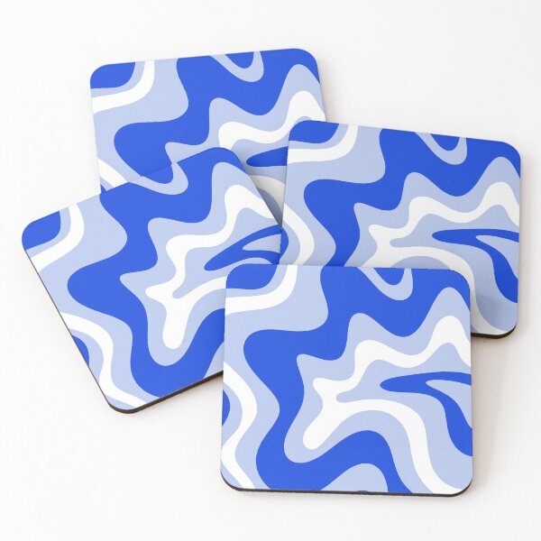 Item preview, Retro Liquid Swirl Abstract Pattern Square in Royal Blue, Light Blue, and White designed and sold by kierkegaard.